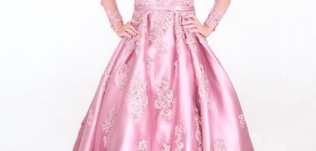Buy Pink Floral Evening Custom Made Wedding Gown