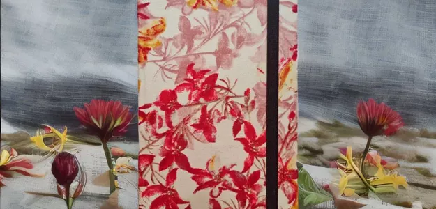 Red-White Floral Diary