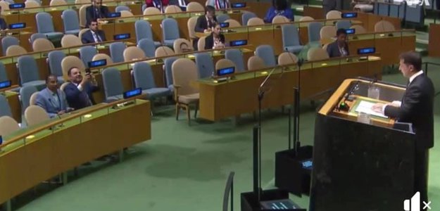 Президент Украины Зеленский произнёс речь в полупустом зале Генассамблеи ООН